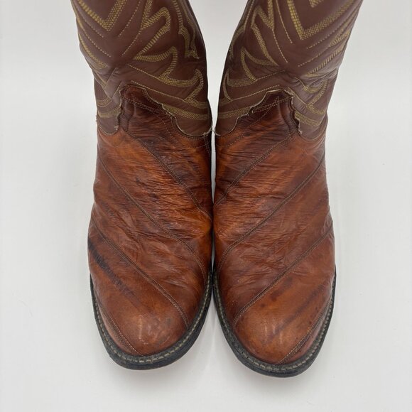 Tony Lama Real Eel Leather Cowboy Boots Brown Men’s Size 9B Western Rodeo Ranch - Picture 14 of 14